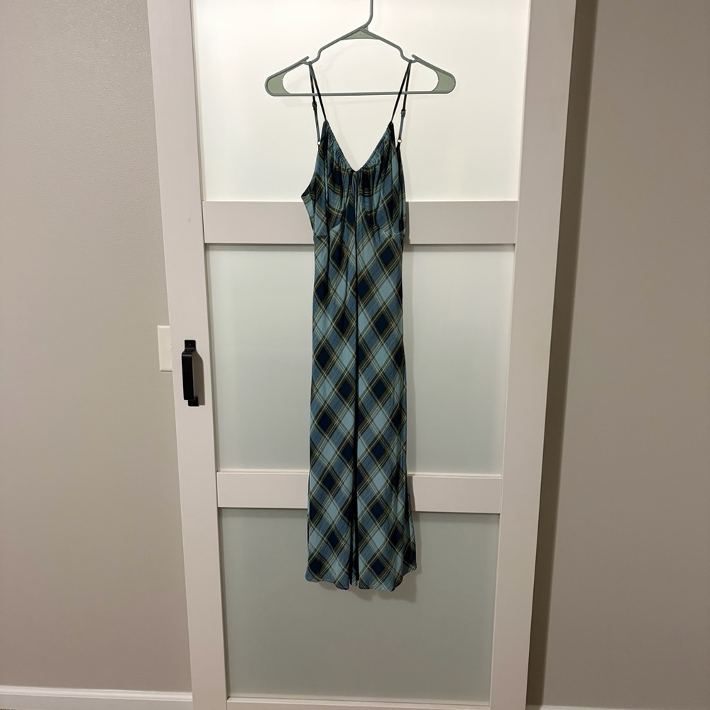Wild Fable Blue and Green Plaid Midi Dress